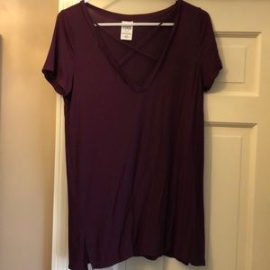 Small maroon criss-cross v-neck PINK